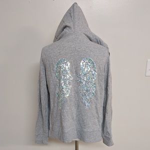 Victoria's Secret Gray Sequined Angel Wings Hoodie